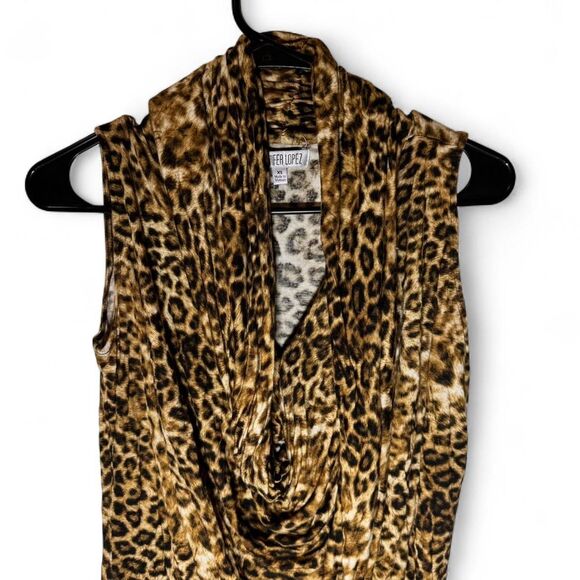 Women's Jennifer Lopez XS Animal Print Wrap Cowl Neck - Picture 2 of 7